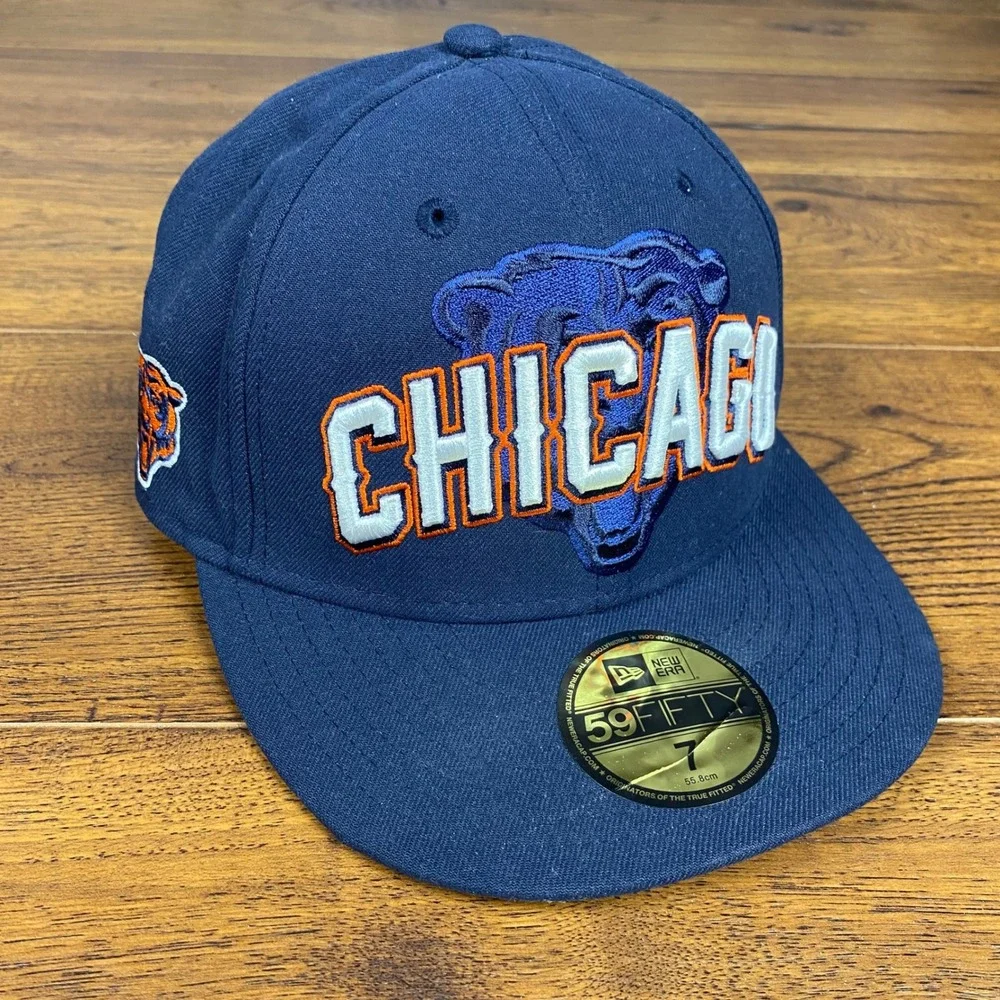 New Era 59FIFTY Chicago Bears 2012 NFL Draft Fitted Hat Navy Blue Size 7